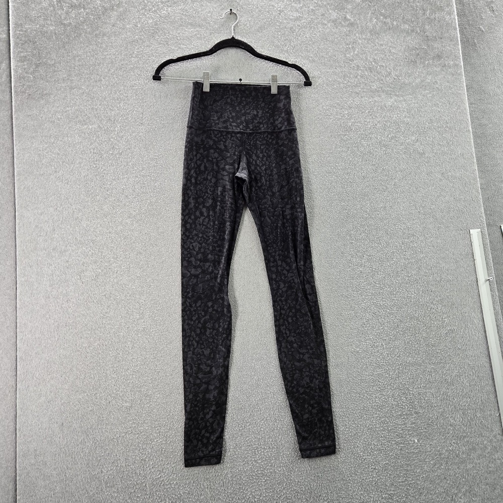 Lululemon Women Activewear Pants 2‎ Black Legging Animal Print Yoga Align